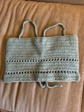 Handmade Crochet Tube Top in Light Sage